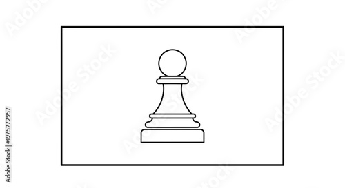 Black and White Chess Pawn Icon on White Background