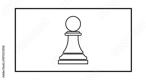 Black and White Chess Pawn Icon on White Background - Simple Vector Graphic