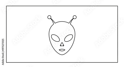 Alien Head Outline Icon, Extraterrestrial Face Symbol, Sci-Fi Concept
