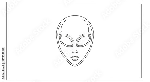 Alien Head Outline Icon, Extraterrestrial Face Symbol, Sci-Fi Concept Art