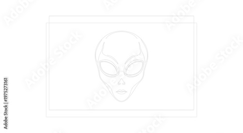 Alien Head Outline Illustration - Extraterrestrial Being Face Minimalist Line Art