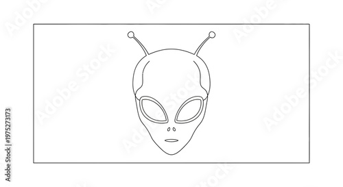 Alien Head Outline Icon, Extraterrestrial Face Symbol, Sci-Fi UFO Concept Art