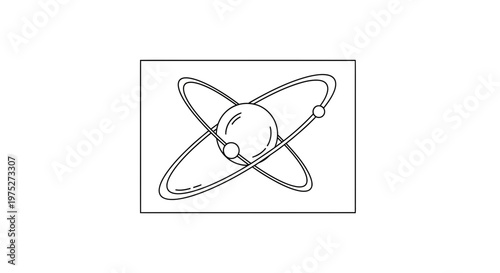 Atomic Structure Illustration: Nucleus and Orbiting Electrons, Scientific Concept