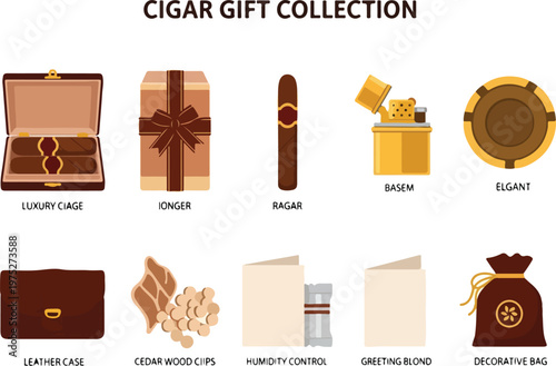 Luxury Cigar Gift Collection Set - Humidor, Case, Lighter, and Accessories for Connoisseurs