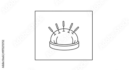 Acupuncture Needles in Pincushion - Traditional Chinese Medicine Illustration