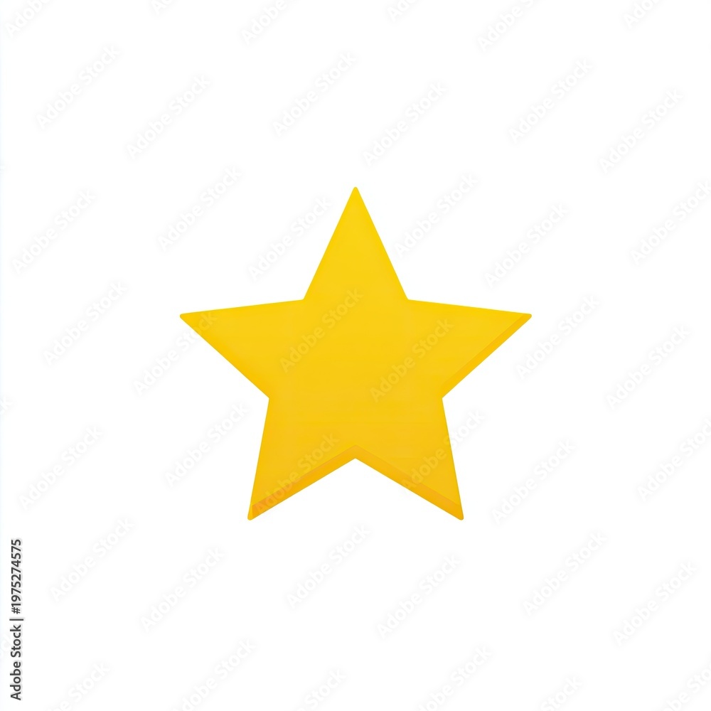 Fototapeta premium A simple, flat yellow five-pointed star icon centered on a plain white background