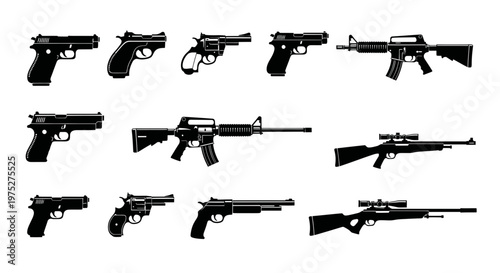 Collection of Handgun and Rifle Silhouettes