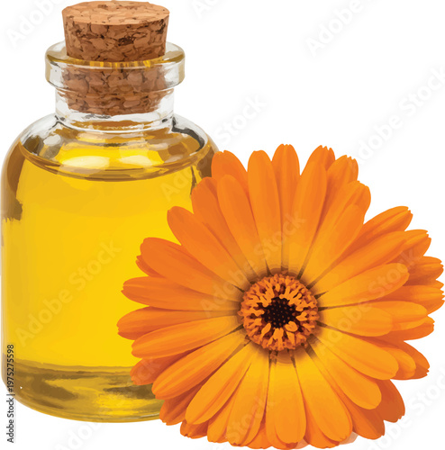 bottle of perfume with flower