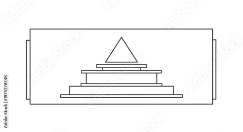 Abstract geometric pyramid steps leading to triangle peak, minimalist line art concept