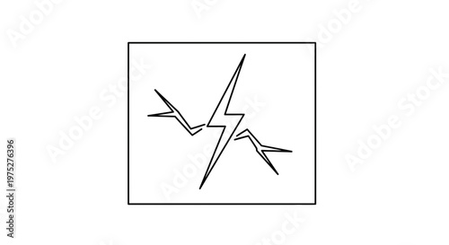 Abstract lightning bolt crack symbol, sharp jagged lines, energy concept