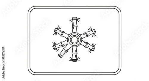 Abstract Starburst Spinner Toy Made of Bamboo Sticks, Top View