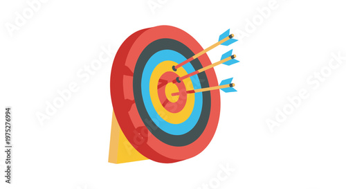 Archery Target with Arrows Hitting the Bullseye - Success and Accuracy Concept
