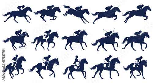 Horse Racing Silhouettes: Jockey and Horse in Motion