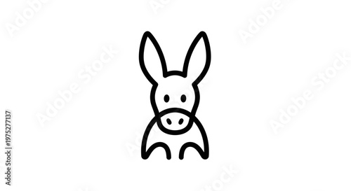 Minimalist donkey head outline icon, simple line art animal illustration