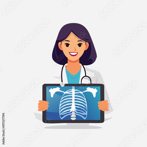 Female Doctor Holding X-Ray Tablet.