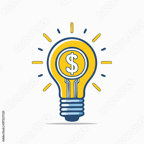Financial Idea - Bright Lightbulb with Dollar Sign.