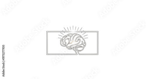 Abstract brain illustration with glowing light and radiating lines, concept of ideas and intelligence