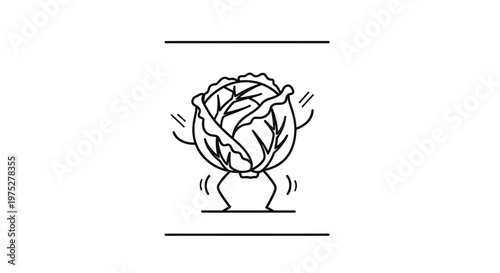 Dancing Cabbage Character with Arms and Legs, Healthy Food Concept