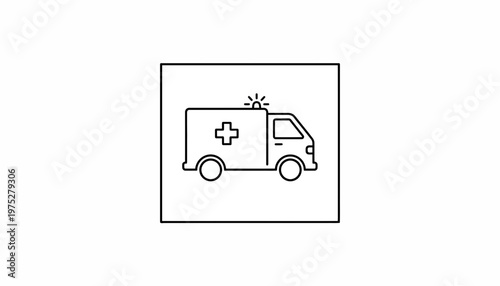 Ambulance icon, emergency medical service vehicle, health care symbol