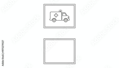Ambulance icon, emergency medical service vehicle, healthcare symbol, first aid transport
