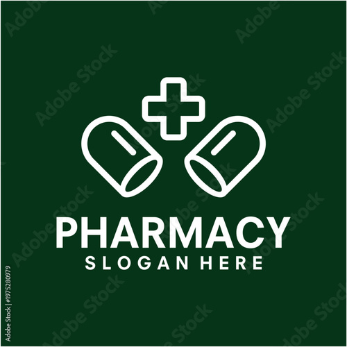 pharmaceutical capsule medicine logo vector template illustration