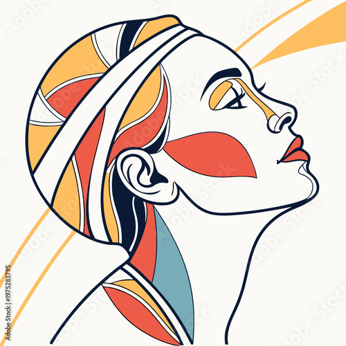 Abstract woman portrait with vivid color shapes.