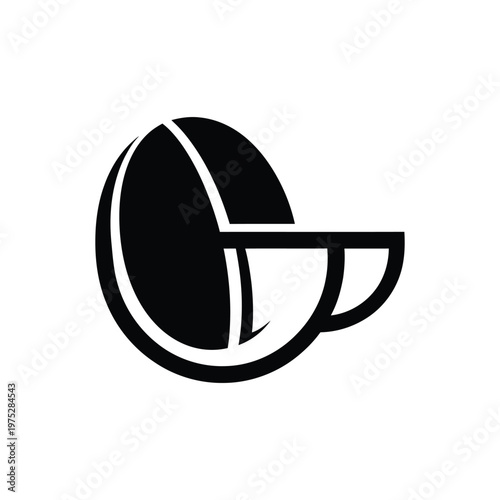 Minimalist black and white vector illustration depicting two stylized coffee beans, symbolizing freshness, quality, and the rich aroma of a perfectly brewed morning beverage