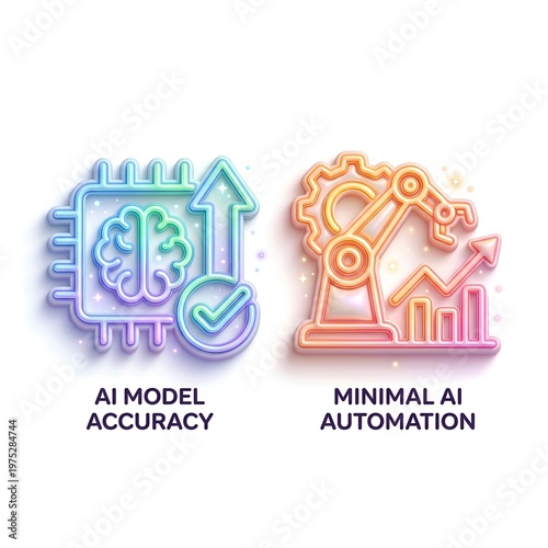 AI Model Accuracy and Minimal AI Automation Icons.