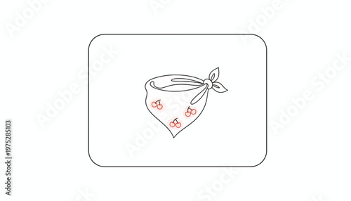 Cute Cherry Pattern Bandana, Kawaii Style, Simple Line Art