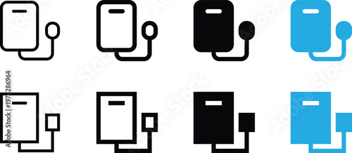 Set of blood pressure monitor icons, medical device for measuring blood pressure, vector illustration