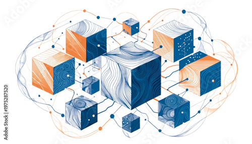 blockchain cube network futuristic tech concept