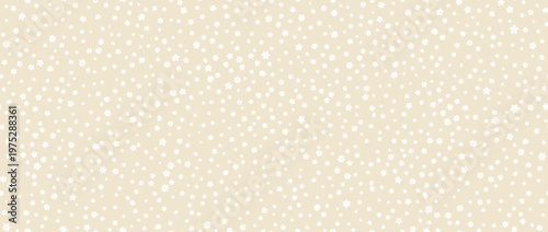 Small white flower seamless pattern on beige background. Cute hand drawn ditzy floral repeated wallpaper. Vector romantic blossom motif for textile print, fabric swatch, dress ornament, wrapping paper
