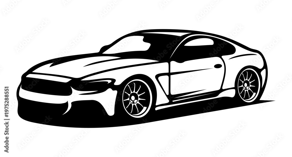 Fototapeta premium black and white car design simple vector art 