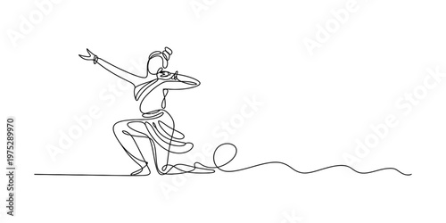 Minimalist continuous line drawing of a graceful indian classical dancer performing a pose Vector, illustration