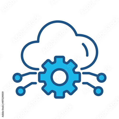 Network Icon In Blue Monochrome Flat Design, Vector Illustration