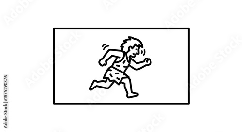 Caveman Running Fast, Prehistoric Man Sprinting, Ancient Human Athlete, Stone Age Runner