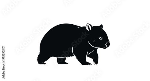 Wombat Silhouette - Cute Australian Marsupial Animal Vector Illustration