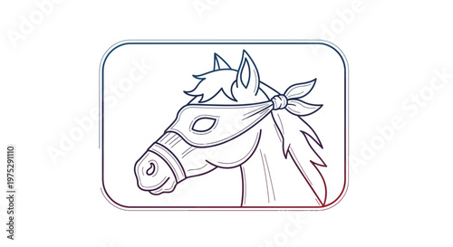 Blindfolded Horse Head Icon, Concept of Restriction, Lack of Vision, or Following Orders