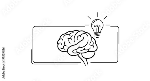 Brain and Lightbulb Icon: Symbolizing Ideas, Innovation, and Mental Clarity