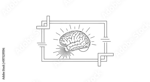 Brain in a circuit board, symbolizing intelligence, ideas, and electrical impulses
