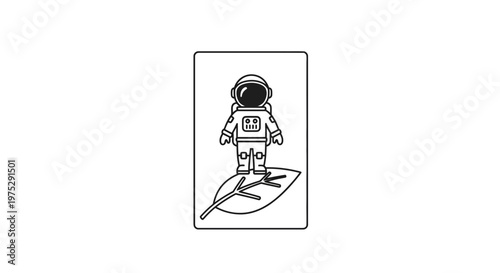 Astronaut Standing on a Leaf: Space Exploration Meets Nature, Eco-Friendly Concept