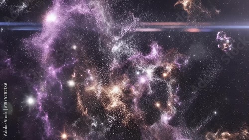 Vast Cosmic Nebula With Purple Gas Clouds Swirling.