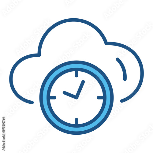 Secured Network Icon In Blue Monochrome Flat Design, Vector Illustration
