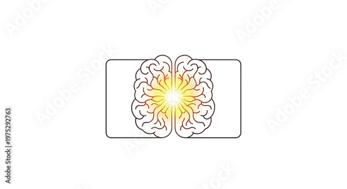 Abstract Brain Icon with Glowing Center, Symbolizing Ideas and Innovation