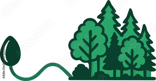 Concept of forest growth from a single seed isolated on white background