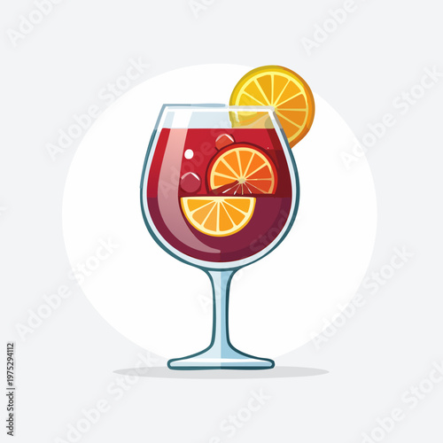 Refreshing red drink in a wine glass with orange slices, perfect for summer celebrations and parties.