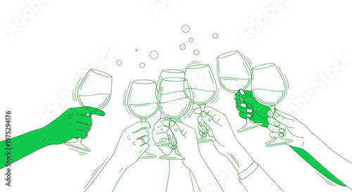 Hands Toasting Wine Glasses Celebration Cheers