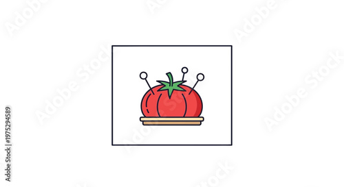 Tomato Pincushion with Pins - Sewing Accessory Icon