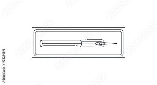Tattoo Needle Cartridge with Protective Cap - Clean Line Drawing Illustration