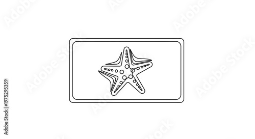 Simple Line Art Starfish Icon on White Background